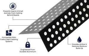 Cladco Aluminium Perforated Closure for Fibre Cement Cladding - 3m