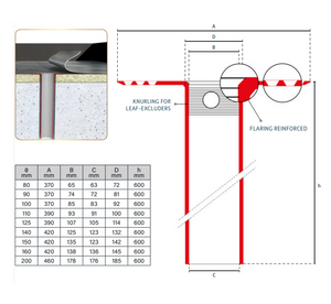DEKS Industrial TPE Flat Roof Drain Connector with 600mm Depth (80mm - 200mm Pipe diameter)
