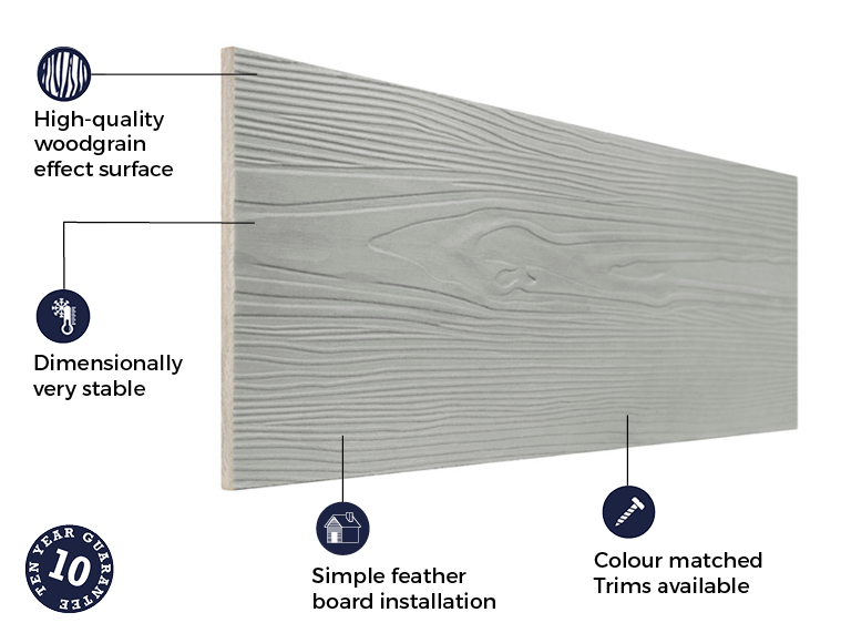 Cladding Sample Board Cladco Fibre Cement Lap Cladding Boards - Light Grey (3.66m)