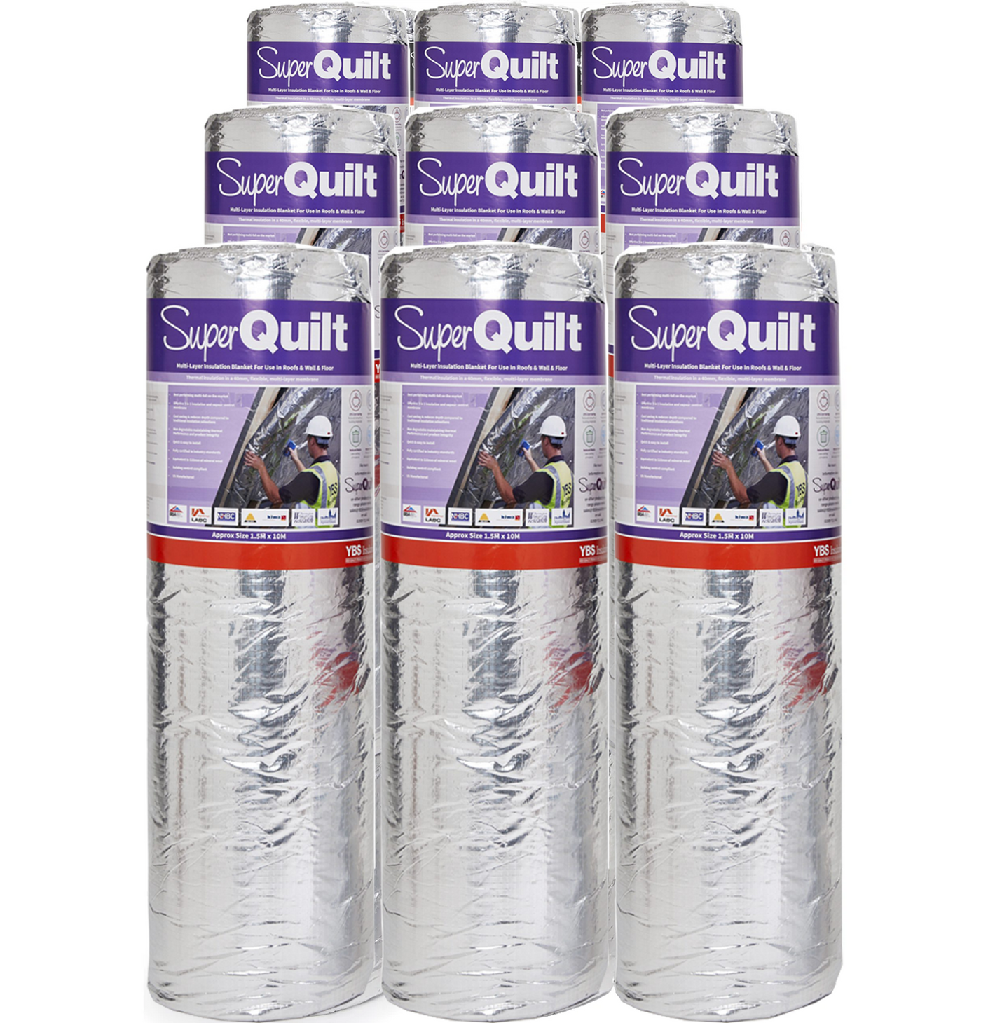 YBS SuperQuilt Multi-Layer Foil Insulation - 1.5m x 10m (PALLET of 9 Rolls)