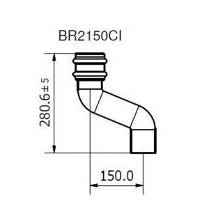 Brett Martin Round 68mm Cast Iron Effect 150mm Offset (BR2150CI)