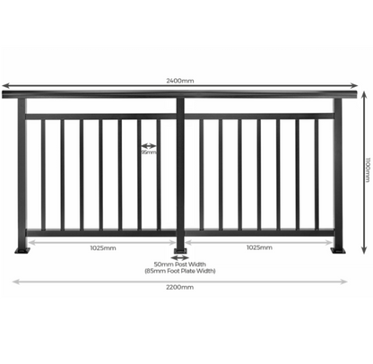 Cladco Handrail Balustrade - Powder Coated Aluminium (All Sizes)