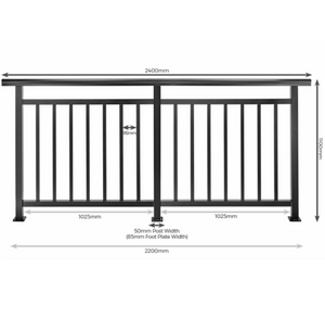 Cladco Handrail Balustrade Powder Coated Aluminium - 2400mm x 1100mm