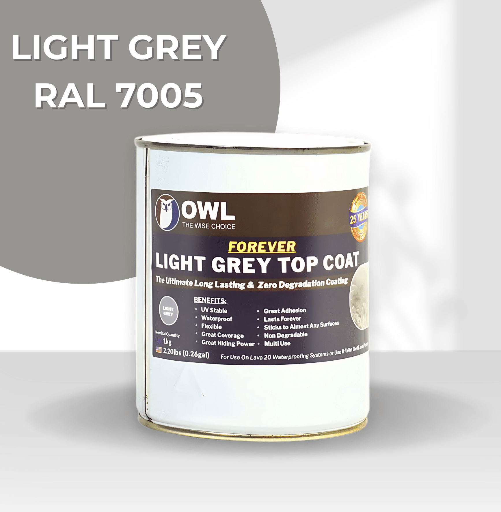 LAVA 20 Polyurethane Waterproofing Forever Topcoat 5kg tin for roofs and balconies, UV-resistant and durable polyurethane waterproof coating