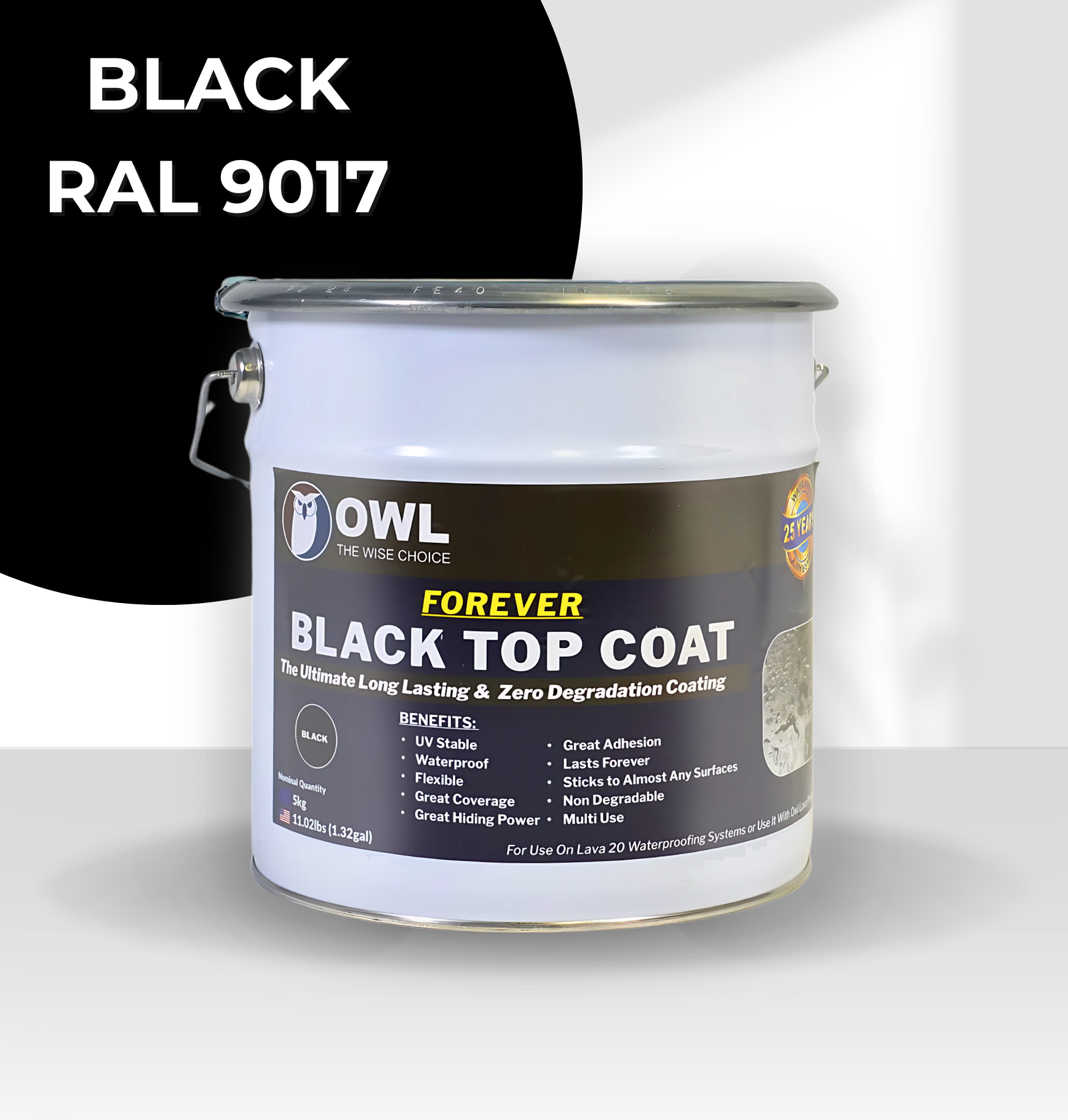 LAVA 20 Polyurethane Waterproofing Forever Topcoat in 1kg and 5kg tins for durable, UV-resistant roof protection