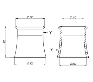 W T Knowles Red Clay Roll Top Chimney Pot - 300mm