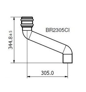 Brett Martin Round 68mm Cast Iron Effect 305mm Offset (BR2305CI)