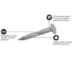 Cladco Square Twist Nails Sherardised 30mm (1kg Tub)