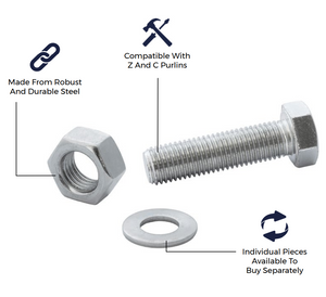 Cladco M16 Bolt Set for Purlins (M16 x 60mm)