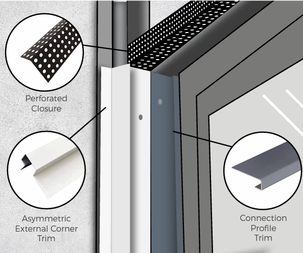Window External Cladding Cladco Fibre Cement Wall Cladding Asymmetric External Corner Window/Do