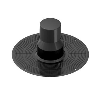 DEKS TPE Flat Roof Breather Vent with black cap and large flange for bituminous membranes