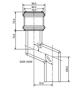 Brett Martin Square 65mm Cast Iron Effect 75mm Offset (BR575CI)