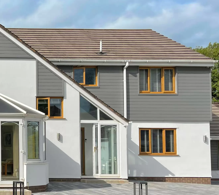 Grey Windows Timber Cladding Cladco Signature Composite Wall Cladding Board - Stone Grey (3.6m)