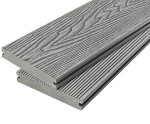 Cladco Solid Woodgrain Effect Reversible Composite Decking Board - Stone Grey (4m)
