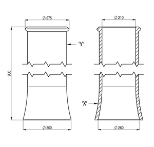 W T Knowles Red Clay Roll Top Chimney Pot - 900mm