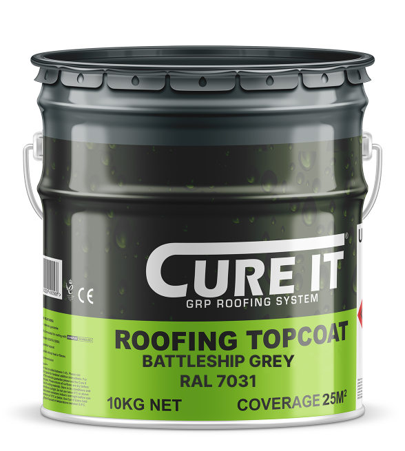 Cure It GRP Roofing Pre-Mixed Topcoat Battleship Grey RAL 7031 - 10kg
