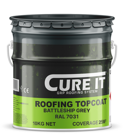 Cure It GRP Roofing Pre-Mixed Topcoat Battleship Grey RAL 7031 - 10kg
