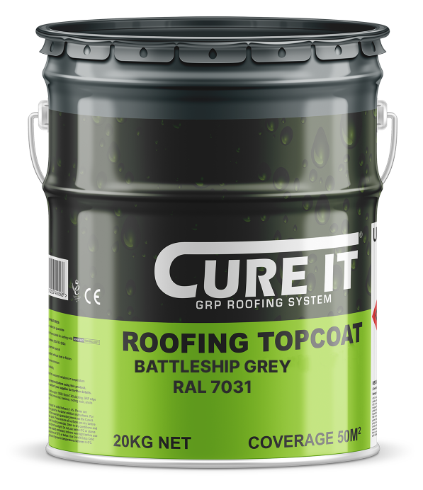 Cure It GRP Roofing Pre-Mixed Topcoat Battleship Grey RAL 7031 - 20kg
