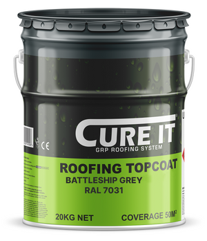 Cure It GRP Roofing Pre-Mixed Topcoat Battleship Grey RAL 7031 - 20kg