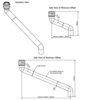 Brett Martin Round 68mm Cast Iron Effect Adjustable Offset - 250mm to 650mm (BR2000CI)