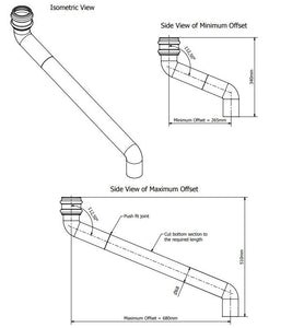 Brett Martin Round 68mm Cast Iron Effect Adjustable Offset - 250mm to 650mm (BR2000CI)