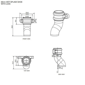 Brett Martin Round 68mm Cast Iron Effect Anti-Splash Shoe with Lugs (BR212LCI)