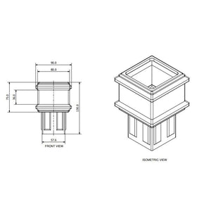 Brett Martin Square 65mm Cast Iron Effect Plain Coupler (BR506CI)