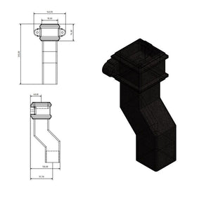 Brett Martin Square 65mm Cast Iron Effect 50mm Plinth Offset with Lugs (BR513LCI)