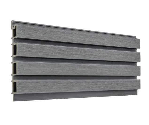 Mid Silver Cladding Cladco Composite Slatted Wall Cladding Panels - Silver Grey (2.5m)