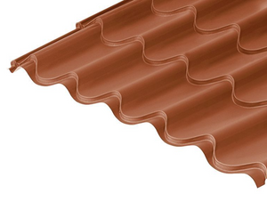 Cladco 41/1000 Tile Form 0.6 Thick Mica Coated Tile Effect Roof Sheet - Copper Brown