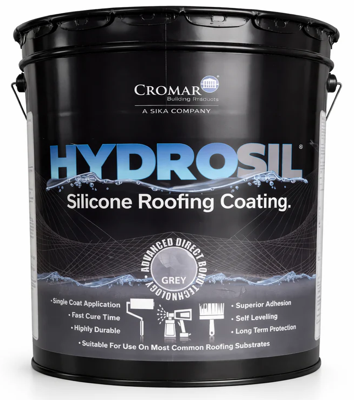 Cromar Hydrosil ProGrade 100% Silicone Liquid Roof Coating - Grey 18.9Ltr