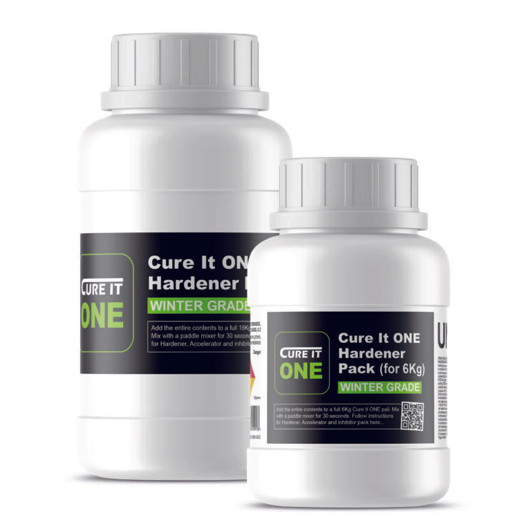 Cure It ONE Winter Hardener Pack 360g for 18kg resin can with 20-year guarantee