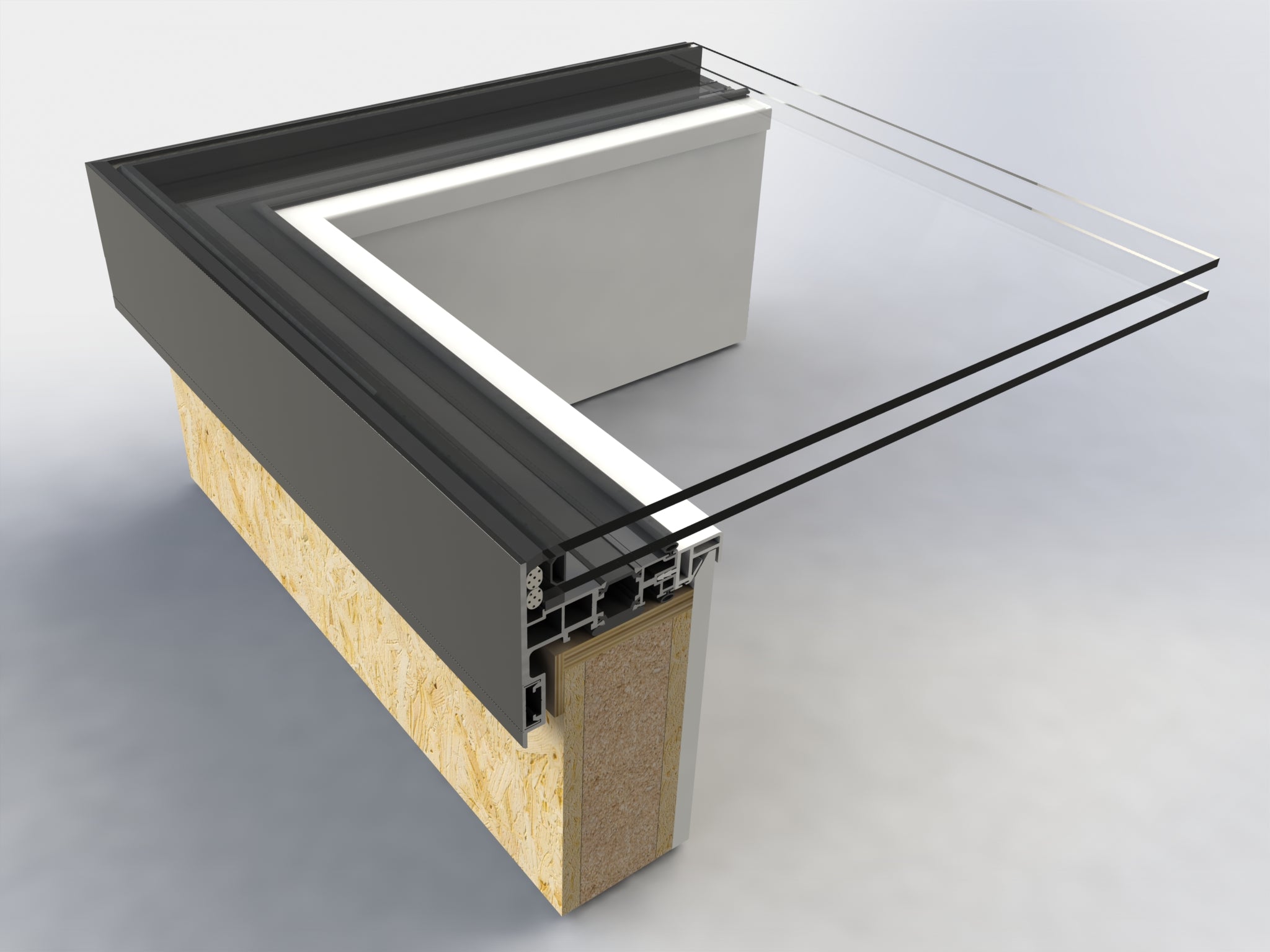 Glass Rooftop Roofglaze Skyway Fixed Flat Glass Rooflight with Insulated Timber Kurb