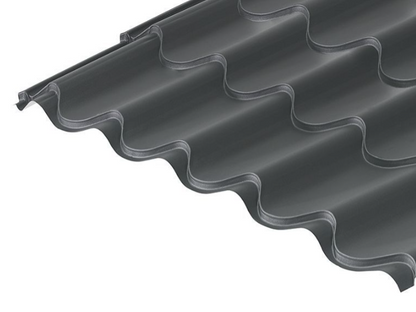 Cladco 41/1000 Tile Form 0.6 Thick Mica Coated Tile Effect Roof Sheet - Graphite Grey
