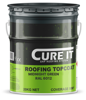 Cure It GRP Roofing Pre-Mixed Topcoat Midnight Green RAL 6013 - 20kg