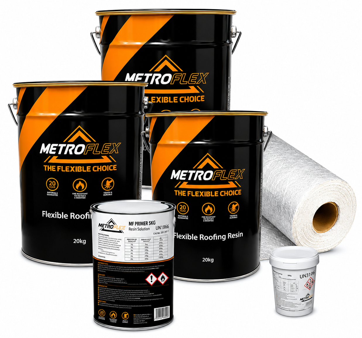 MetroFlex Flexible GRP Fibreglass Roofing Kit with Primer - 21m2