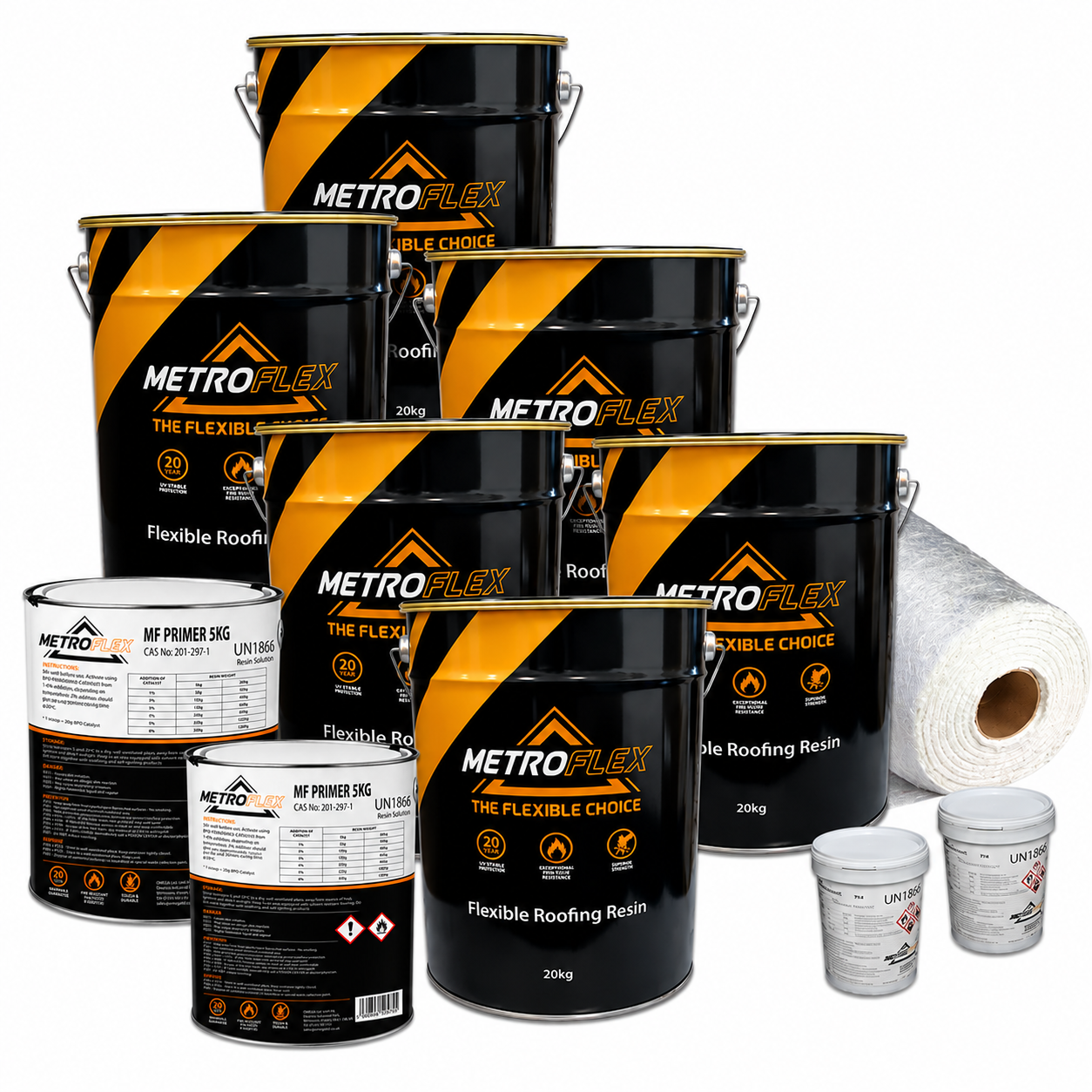 MetroFlex Flexible GRP Fibreglass Roofing Kit with Primer - 43m2