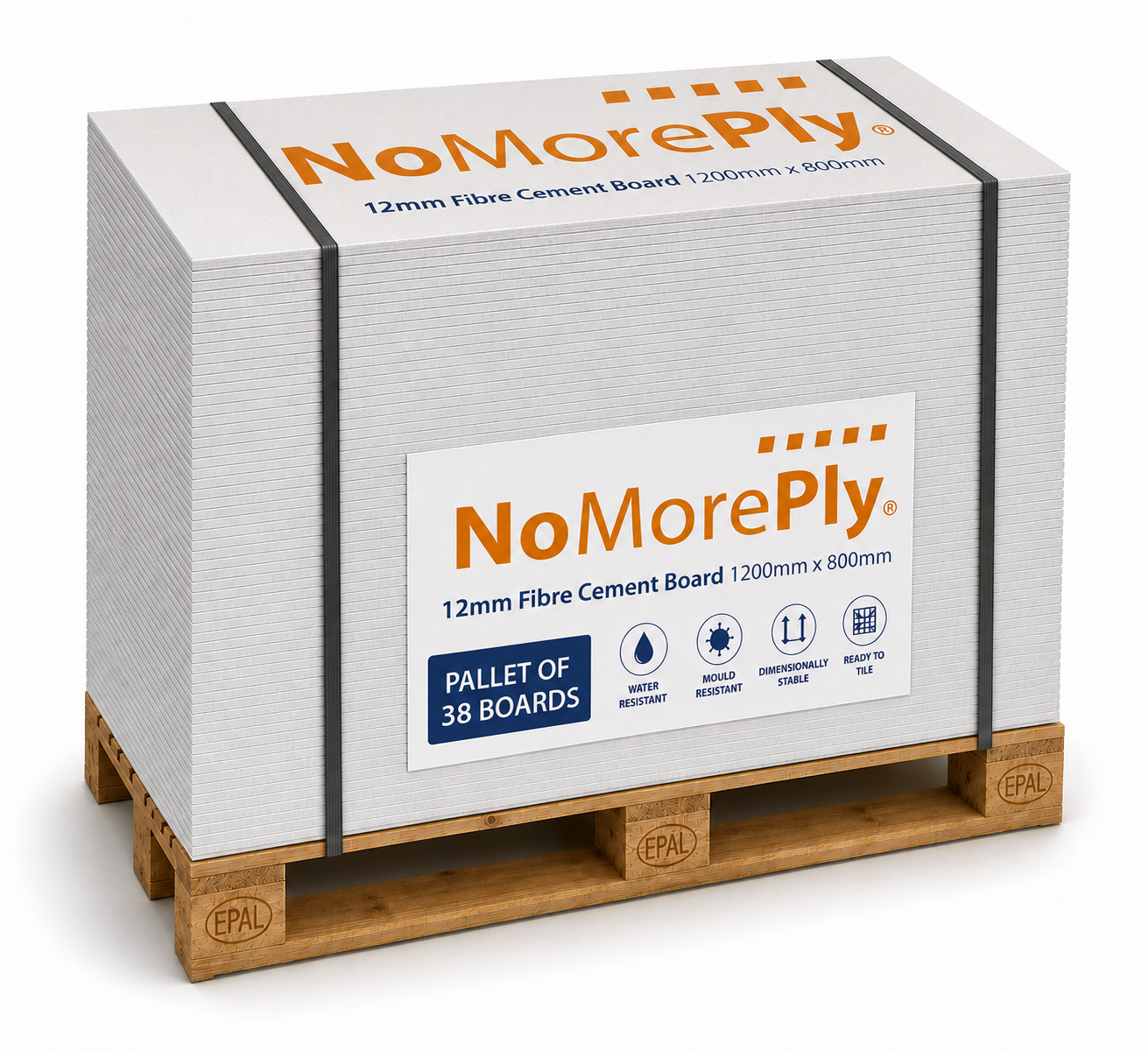 NoMorePly® 12mm Fibre Cement Board 1200mm x 800mm (PALLET of 38 Boards)