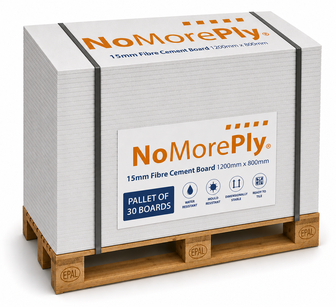 NoMorePly® 15mm Fibre Cement Board 1200mm x 800mm (PALLET of 30 Boards)