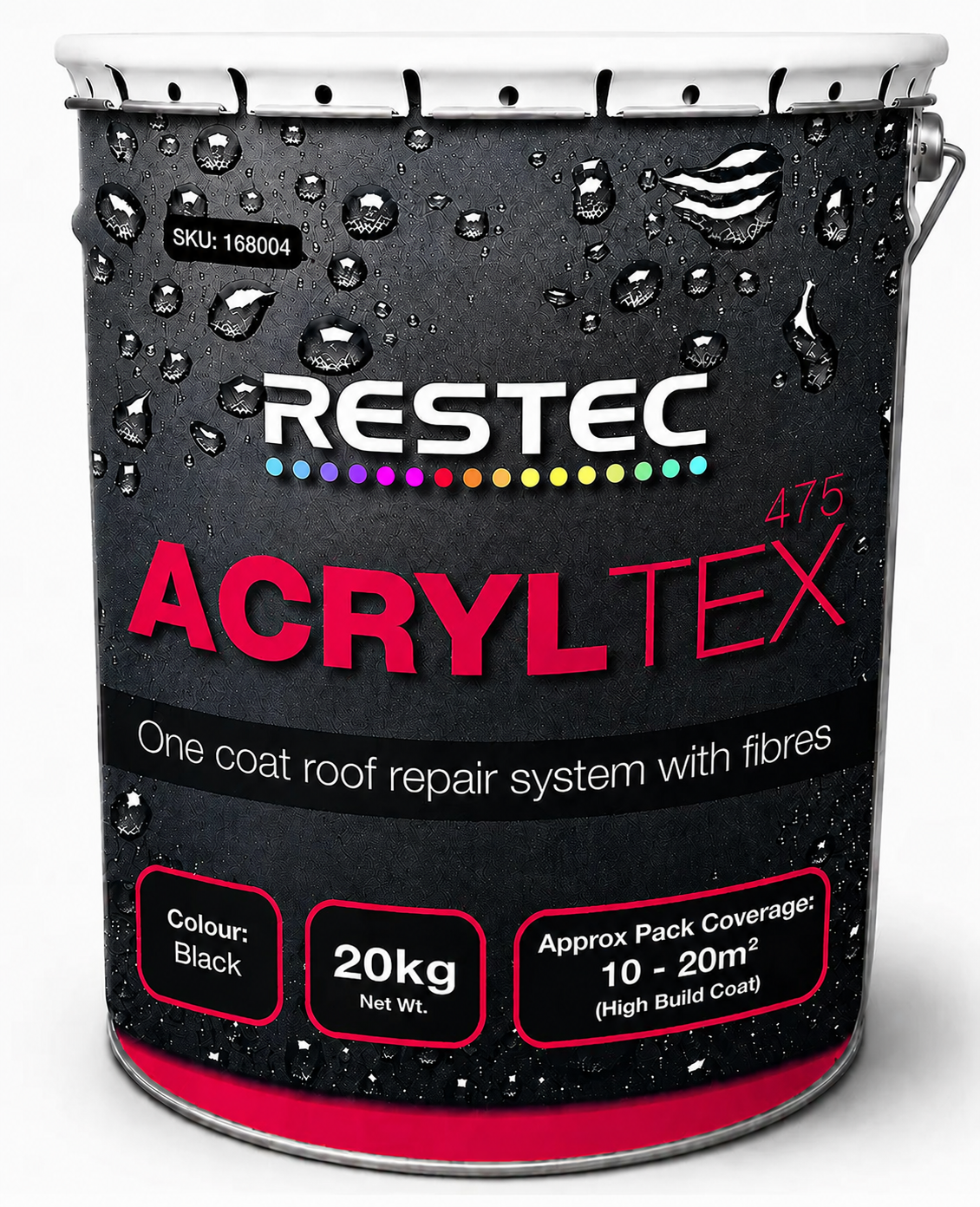 Restec ACRYLTEX One Coat Waterproof Acrylic Coating - 20kg Black