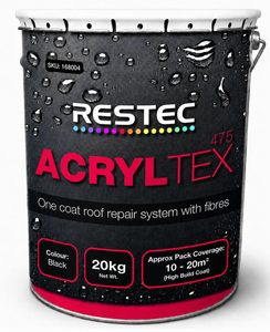 Restec ACRYLTEX One Coat Roof Repair - 20kg Black