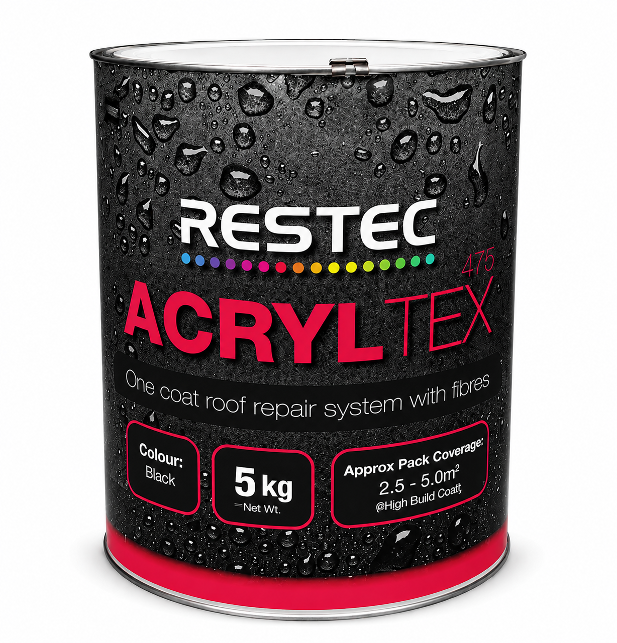 Restec ACRYLTEX One Coat Waterproof Acrylic Coating - 5kg Black
