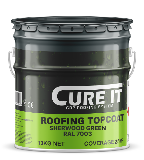 Cure It GRP Roofing Pre-Mixed Topcoat Midnight Green RAL 6013 - 10kg