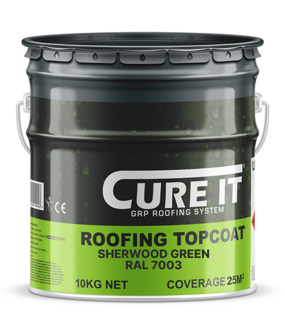 Cure It GRP Roofing Pre-Mixed Topcoat Midnight Green RAL 6013 - 10kg