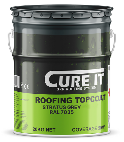 Cure It GRP Roofing Pre-Mixed Topcoat Stratus Grey RAL 7035 - 20kg