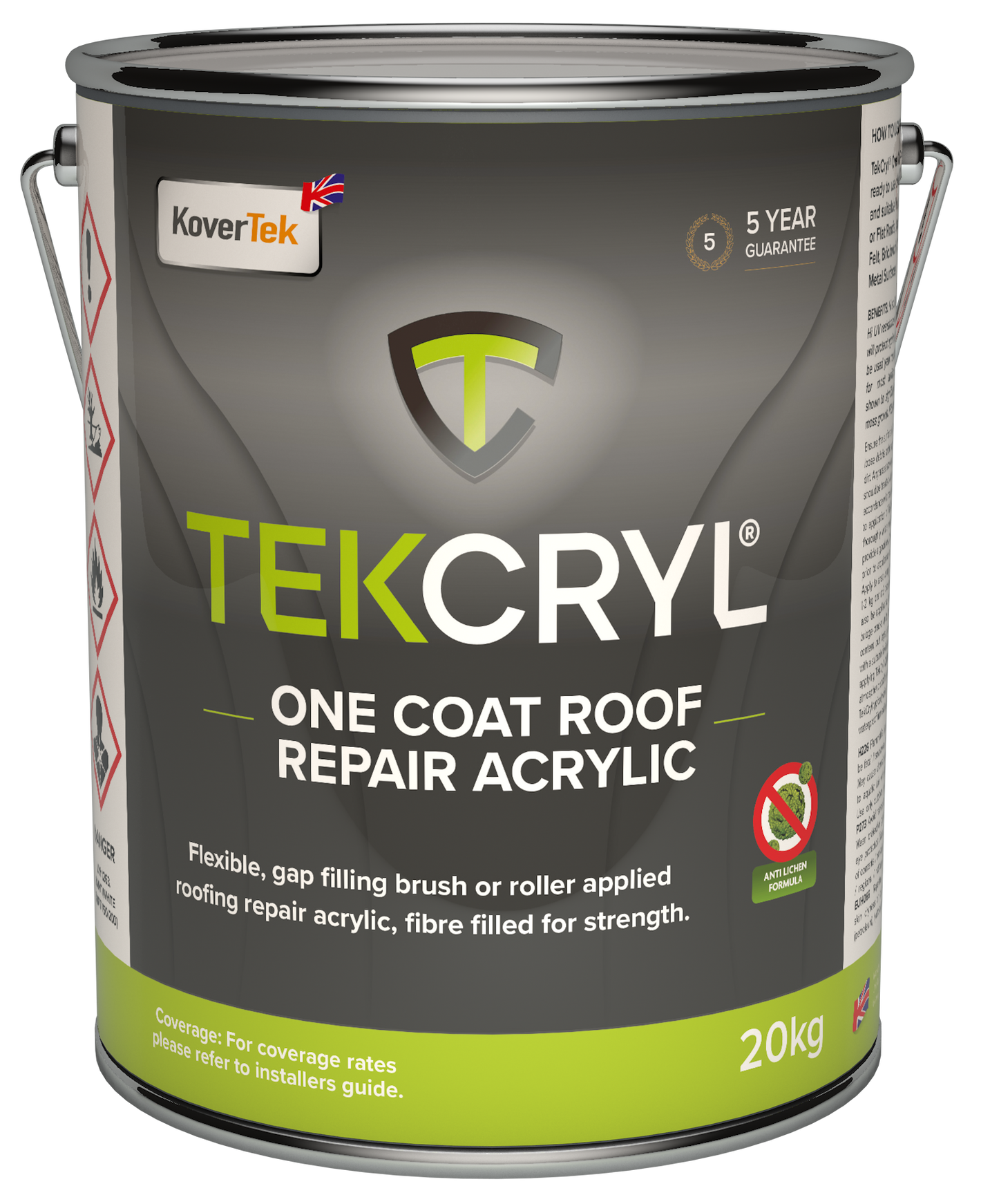 Kovertek TekCryl One Coat Acrylic Roof Repair Coating - Felt Black 20kg
