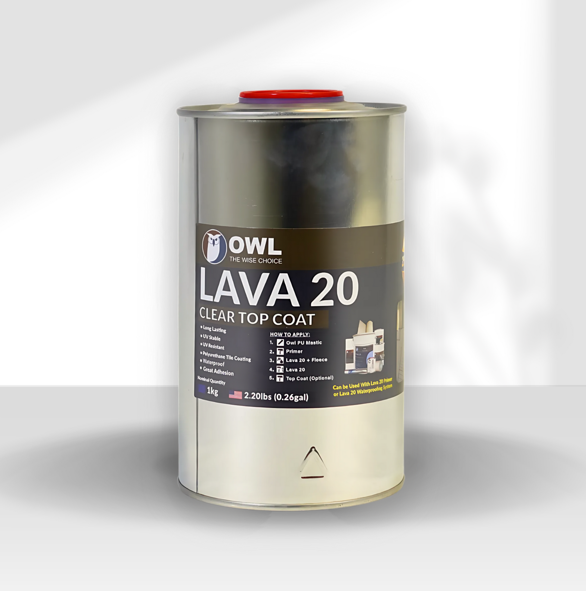 LAVA 20 Polyurethane Waterproofing Forever Topcoat in 1kg and 5kg tins for durable, UV-resistant waterproofing of roofs and surfaces