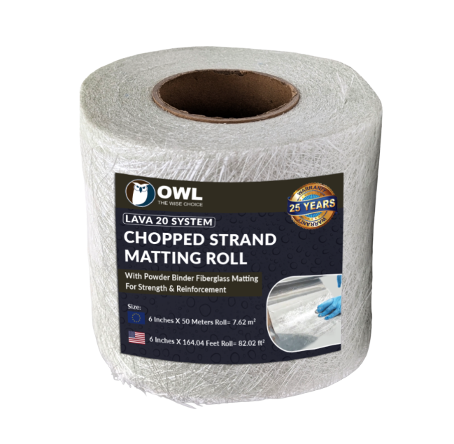 Roll of LAVA 20 Chopped Strand Matting Tape 150mm for fiberglass reinforcement and waterproofing