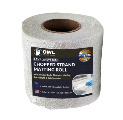 Roll of LAVA 20 Chopped Strand Matting Tape 150mm for fiberglass reinforcement and waterproofing