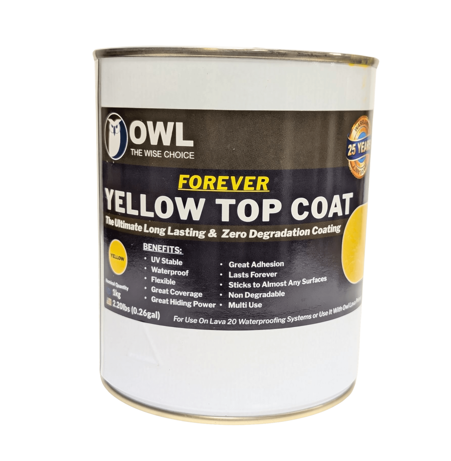 LAVA 20 Polyurethane Waterproofing Forever Topcoat in 1kg and 5kg tins, UV-resistant, elastic protective coating for roofs and terraces with 25-year warranty
